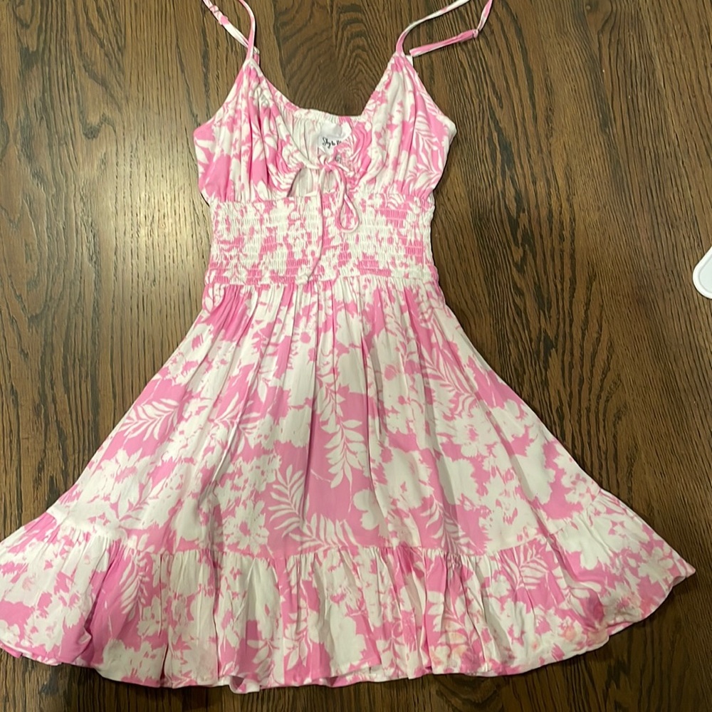 Pink floral sun dress